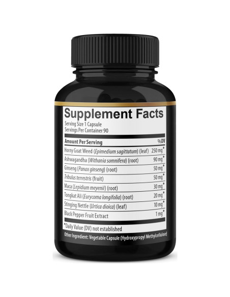 Cápsulas Veganas de Hierba de Cabra Horny BMVINVOL - 90 Unidades