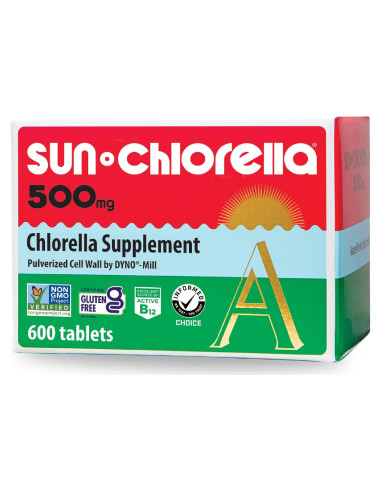 Sun Chlorella 500mg Suplemento de Algas Verdes 600 Tabletas