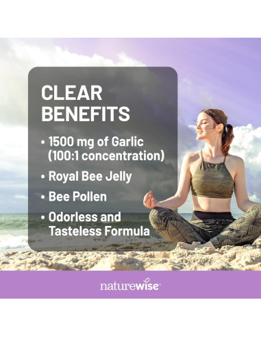 Cápsulas de Ajo Sin Olor NatureWise 1500 mg con Jalea Real