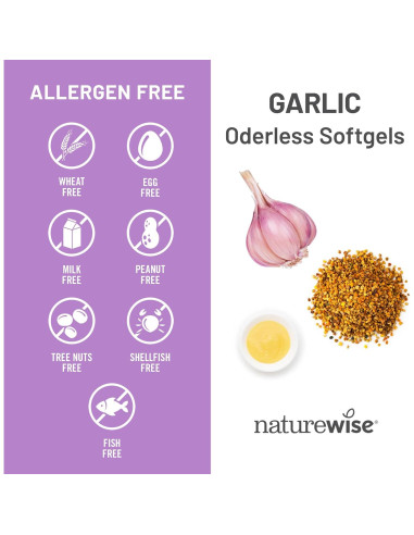 Cápsulas de Ajo Sin Olor NatureWise 1500 mg con Jalea Real