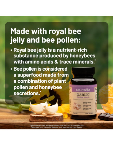 Cápsulas de Ajo Sin Olor NatureWise 1500 mg con Jalea Real