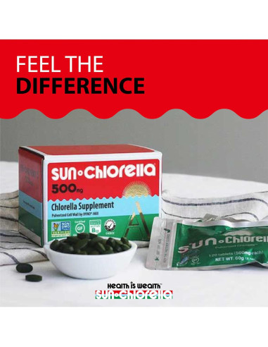 Sun Chlorella 500mg Suplemento de Algas Verdes 600 Tabletas
