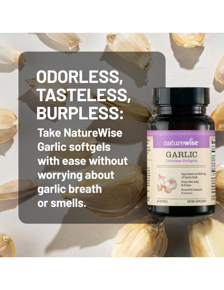 Cápsulas de Ajo Sin Olor NatureWise 1500 mg con Jalea Real