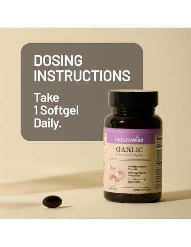 Cápsulas de Ajo Sin Olor NatureWise 1500 mg con Jalea Real