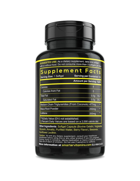 Suplemento Energético SmarterVitamins 150 Cápsulas 200mg Cafeína