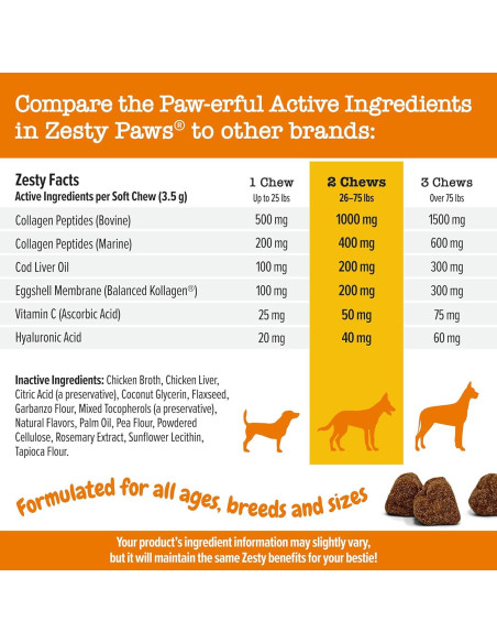 Masticables Suaves Zesty Paws Multi-Colágeno para Perros - 90 Unidades
