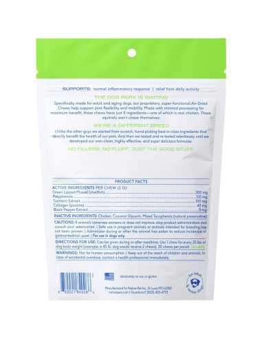 Suplemento Articular para Perros Native Pet - 30 Masticables