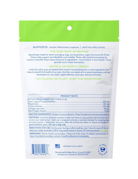 Suplemento Articular para Perros Native Pet - 30 Masticables