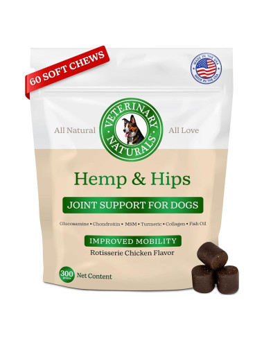 Suplemento Articular para Perros Veterinary Naturals - 60 Masticables de Pollo