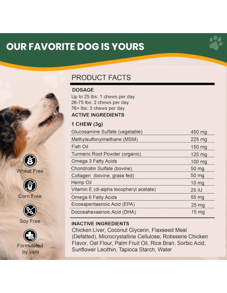 Suplemento Articulaciones Perros Grandes Vet Naturals 300g Pollo