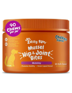 Zesty Paws Mussel Mobility Bites 90g - Suplemento Articular para Perros