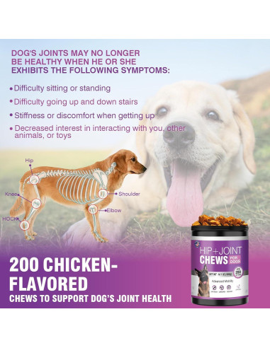 Glucosamina Masticable para Perros TTLXRL 200pcs Sabor Pollo