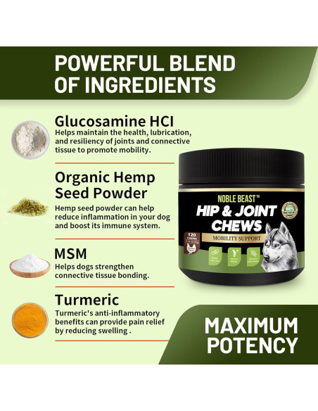 Suplemento Articular Natural Noble Beast - 120 Masticables para Perros