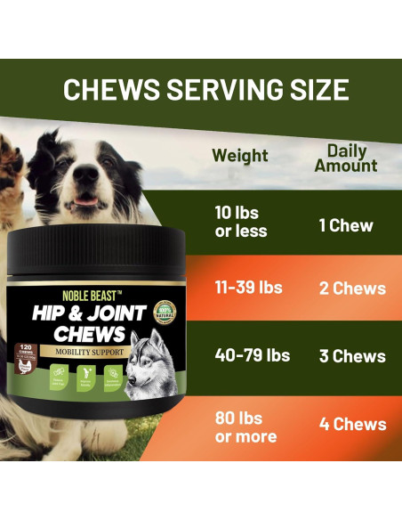 Suplemento Articular Natural Noble Beast - 120 Masticables para Perros