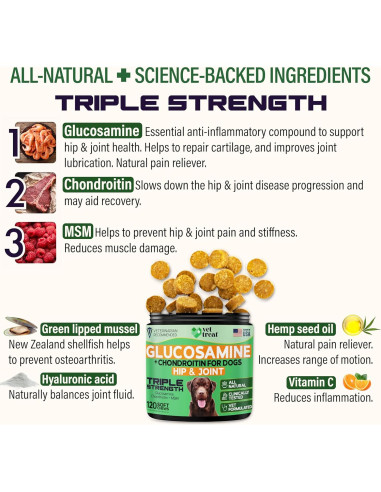 Suplemento de Glucosamina Vet Treat para Perros - 120 Masticables