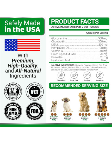 Suplemento de Glucosamina YUMA para Perros - 170 Masticables