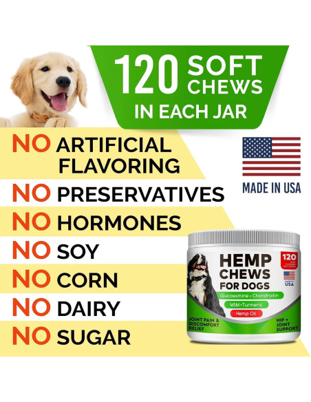 Chicles de Cánamo para Perros StrellaLab 120 Ct - Glucosamina