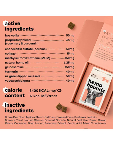 Suplemento Articular para Perros Hemp Hounds - 90 Masticables