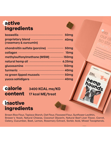 Suplemento Articular para Perros Hemp Hounds - 90 Masticables