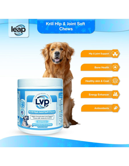 Suplemento Articular para Perros Leap - Galletas de Aceite de Krill y Glucosamina (90 unidades)