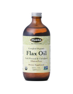 Aceite de Linaza Orgánico Flora 502 ml Prensado en Frío Omega-3