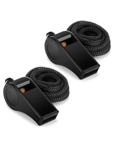 Silbato Fya Sports Negro con Cordón - 120dB, 2 Unidades