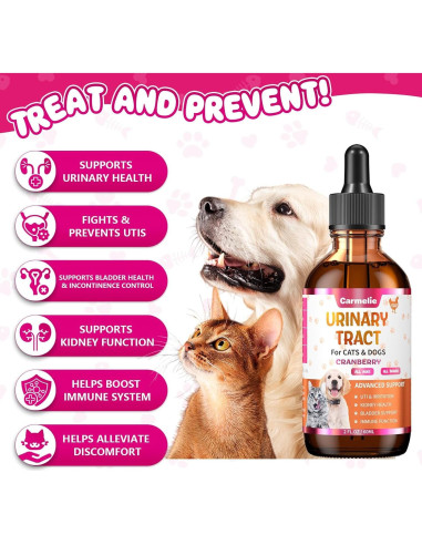 Gotas de Soporte Urinario para Gatos y Perros Carmelie 56.7g