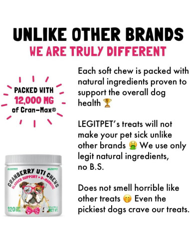 Masticables de Arándano UTI LEGITPET 120 Unidades Salud Urinaria