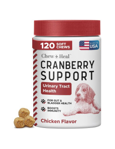 Suplemento de Arándano Chew + Heal para Infecciones UTI Perros 120 Masticables