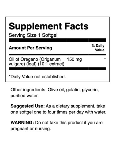 Extracto de Aceite de Orégano Swanson 10:1 - 120 Gelatinas Blandas