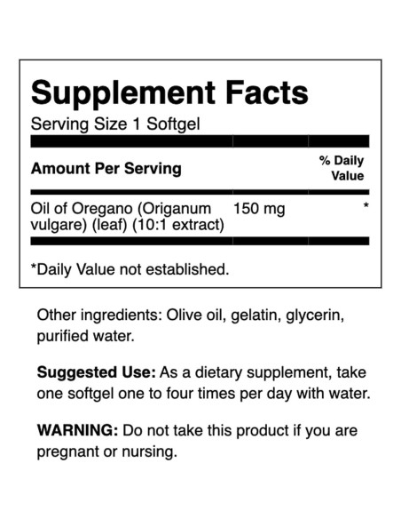 Extracto de Aceite de Orégano Swanson 10:1 - 120 Gelatinas Blandas