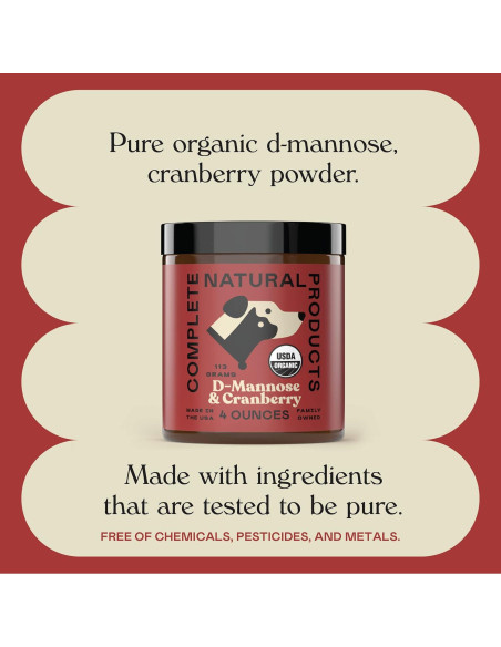 Polvo Orgánico D-Mannose y Arándano para Mascotas 113g - Complete Natural Products