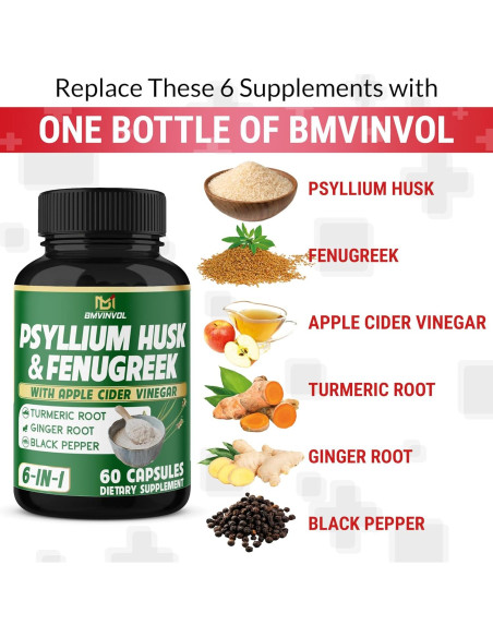 Suplemento Digestivo 6en1 BMVINVOL - 60 Cápsulas de Fibra