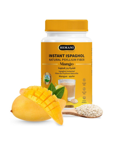 Suplemento de fibra Hemani Ispaghol 100g sabor mango