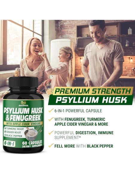 Suplemento Digestivo 6en1 BMVINVOL - 60 Cápsulas de Fibra