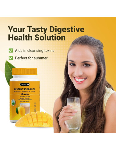 Suplemento de fibra Hemani Ispaghol 100g sabor mango