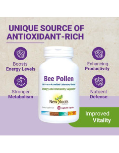 Cápsulas de Polen de Abeja New Roots Herbal 1000 mg 100 Unidades 2