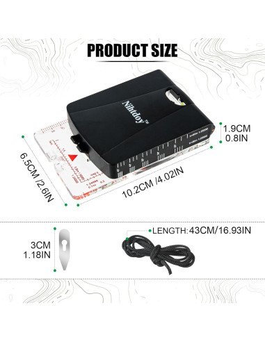 Brújula de Alta Precisión Nihtdoy con Espejo y Cordón