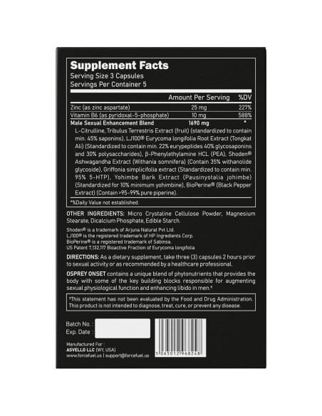 Píldoras Sexuales para Hombres Osprey Onset - 15 Cápsulas