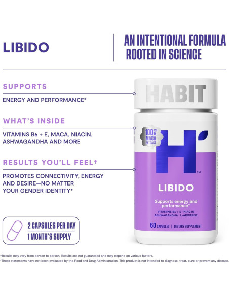 Suplemento de Libido HABIT 2 Paquete Doble 120 Cápsulas Veganas