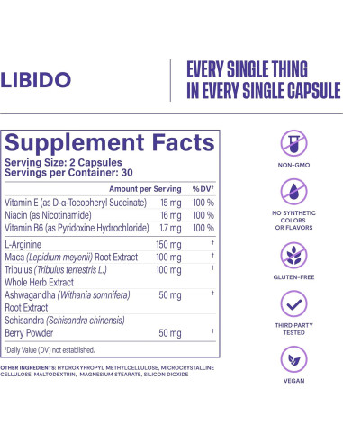 Suplemento de Libido HABIT 2 Paquete Doble 120 Cápsulas Veganas