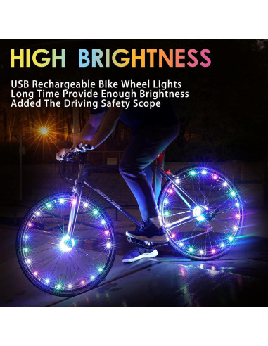 Luces LED para Ruedas de Bicicleta Sumree Arcoíris Recargables
