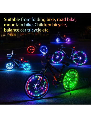 Luces LED para Ruedas de Bicicleta Sumree Arcoíris Recargables