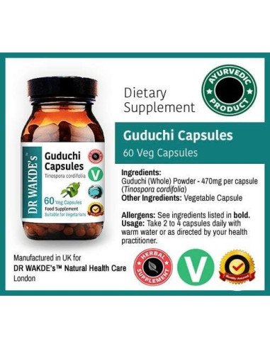 Cápsulas Guduchi DR WAKDE 60 Veganas 500mg Suplemento Natural