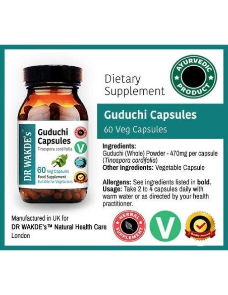 Cápsulas Guduchi DR WAKDE 60 Veganas 500mg Suplemento Natural