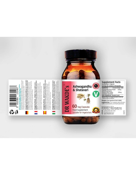 Cápsulas de Ashwagandha y Shatavari DR WAKDE - 60 Veganas