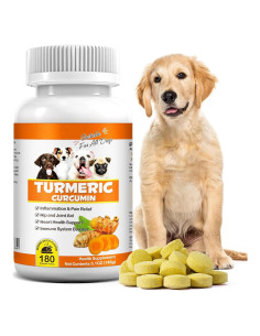 Cápsulas de Cúrcuma Curcumina para Perros 180 Tabletas Sabor Pato