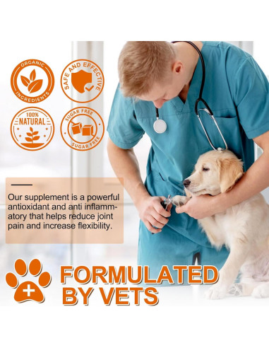 Suplemento Masticable de Cúrcuma para Perros Jinqi 180 Tabletas