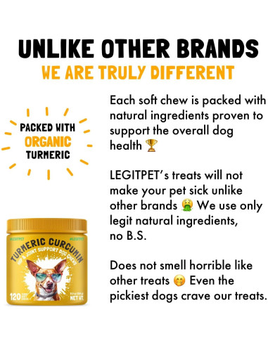 Suplemento de Cúrcuma y Curcumina LEGITPET 120 Masticables