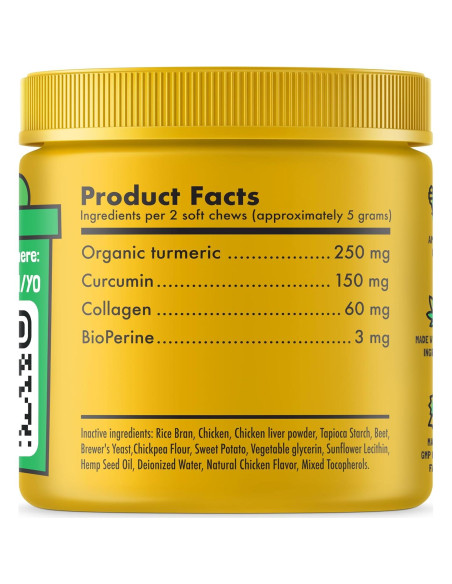 Suplemento de Cúrcuma y Curcumina LEGITPET 120 Masticables